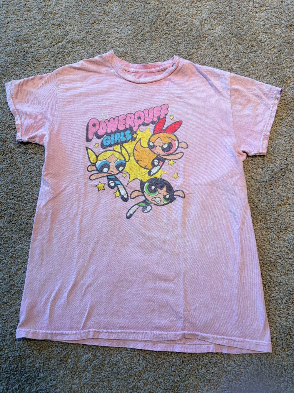 Vintage Powerpuff Girls Graphic Tee Pink S Y2K Retro Cartoon Network